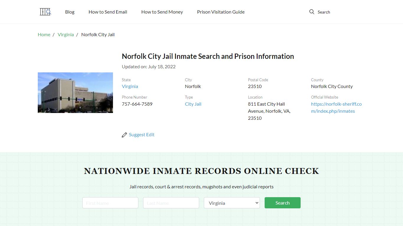 Norfolk City Jail Inmate Search, Visitation, Phone no ...